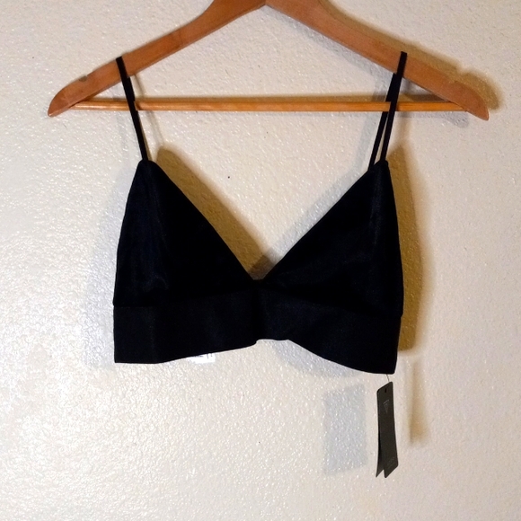 Guess Other - Guess Los Angeles Jet Black Eriko Bralette Size L Polyester Spandex NWT